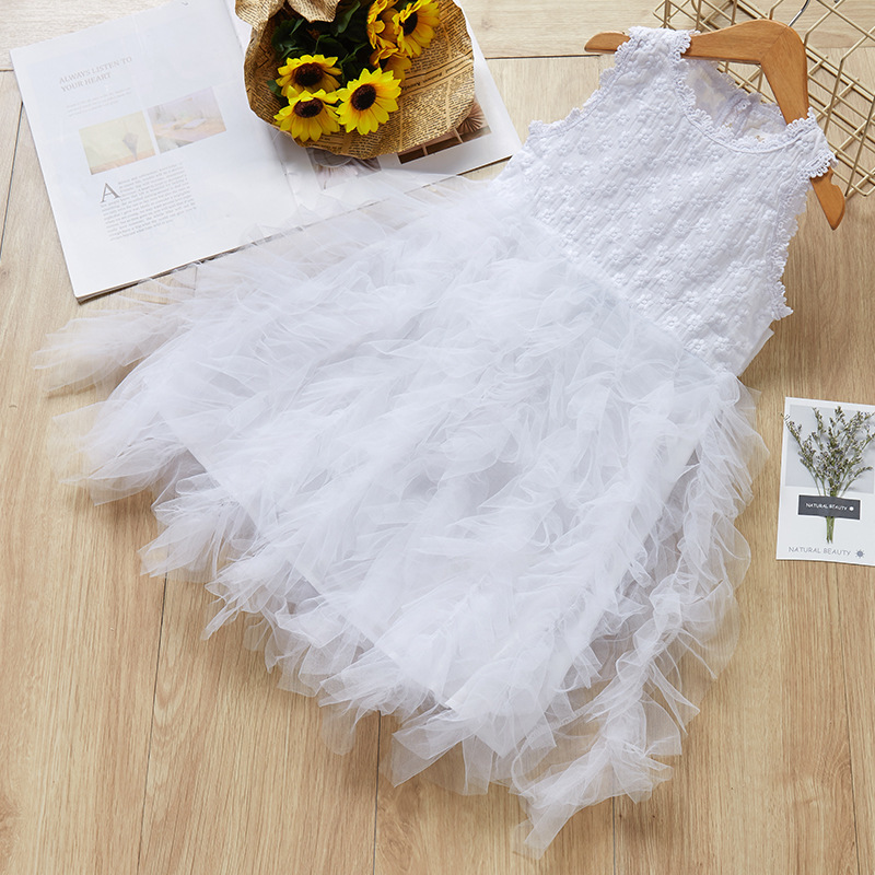 Foreign trade explosions girls irregular skirt dress embossed embroidered children's skirt mesh tutu skirt children's clothing wholesale