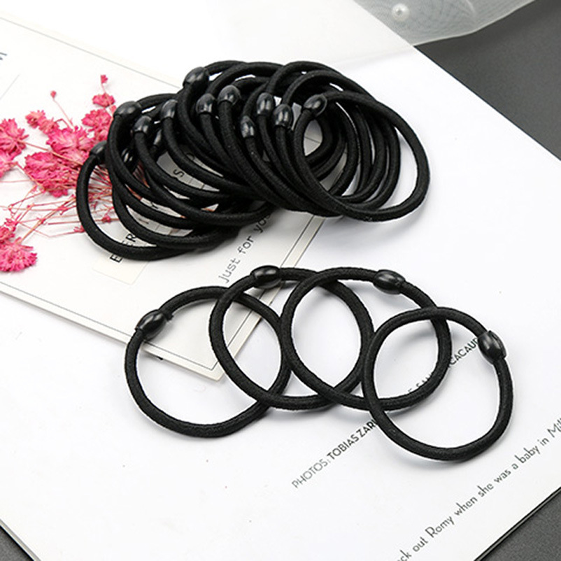 K-Style I Bold Basic Headband Black Simple Rubber Band High Elastic Hair Band Black Bean Hair Rope Hair Accessories 2 Yuan Store Supply