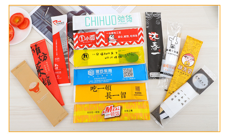 Набор одноразовых палочек для еды для упаковки на вынос, биоразлагаемые ложки, упаковка столовых приборов, оптовая продажа, экологически чистые