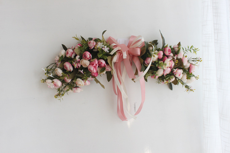 Artificial flower silk cloth flower wall decoration door decoration wreath lintel flower strip outdoor wedding holiday decoration fake flower Amazon