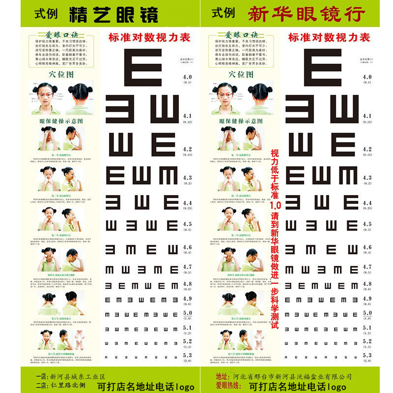 Manufacturers Process Standard Logarithmic Vision Charts to Customize Children's Eyeglasses Vision Charts and Wall Charts, Which Can Be Printed with Logos