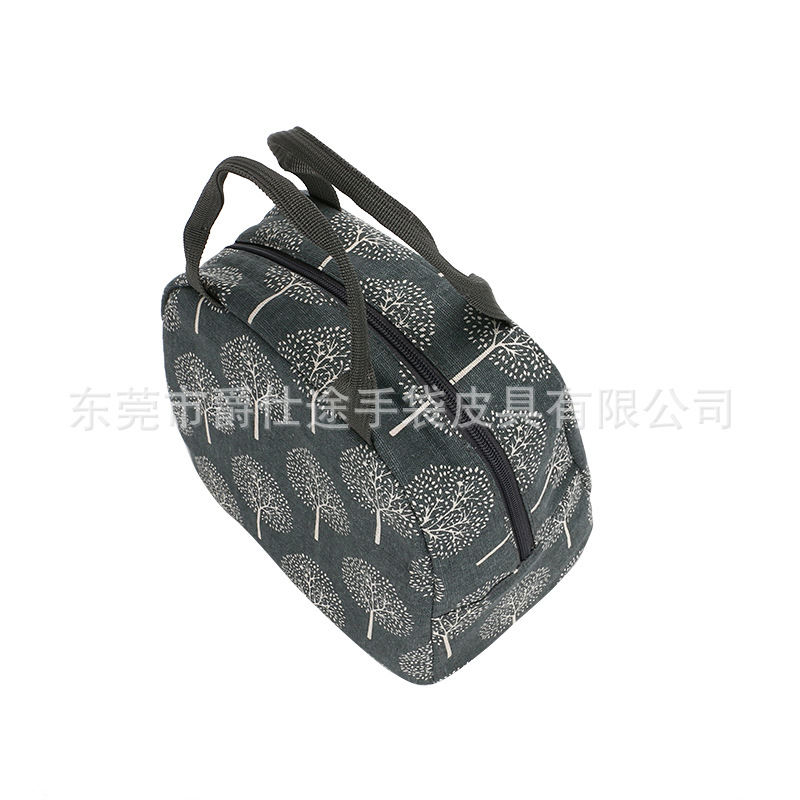 Korean Style Simple and Troublesome Insulated Bag, White Dandelion Linen Lunch Bag, Trendyy and Fashionable Hand Lunch Bag