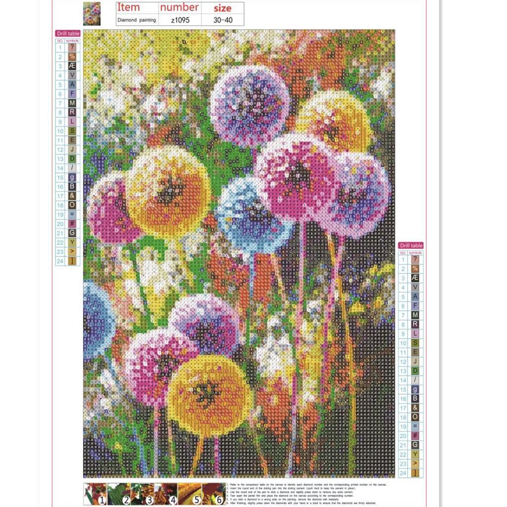 5D Diamond Painting Full of Diamonds Dandelion Cross-Stitch Dot Diamond DIY Embroidery Decorative Painting Ornament Bedroom Study Resin Round Diamond