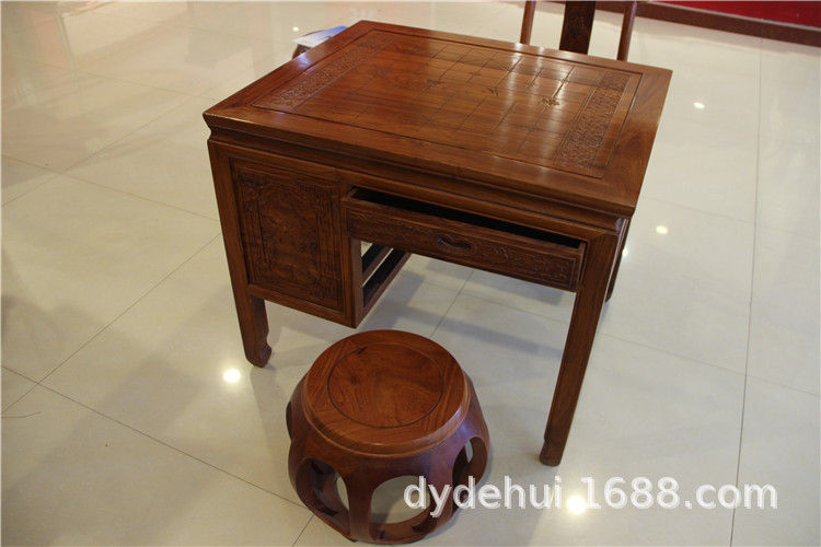 Chess table Rosewood chess table dual-use rosewood tea table antique carved small elderly student home telescopic table