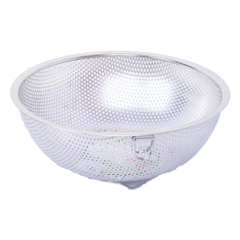 Non-magnetic Thickeneded Stainless Steel Punching Single-ear Drain Basket Rice Washing Sieve Rice Washing Basket Vegetable Washing Fruit Basket