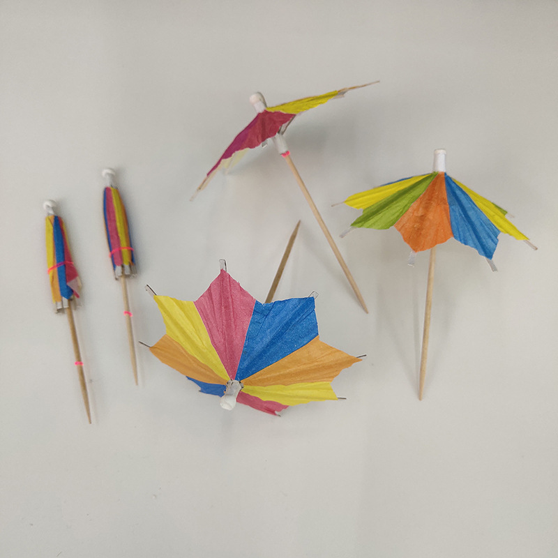 Flower Paper Umbrella Fruit Cake Cocktail Drink Decoration Umbrella Insert Sign Wine Sign Fruit Sign Color Octagonal Small Umbrella Sign