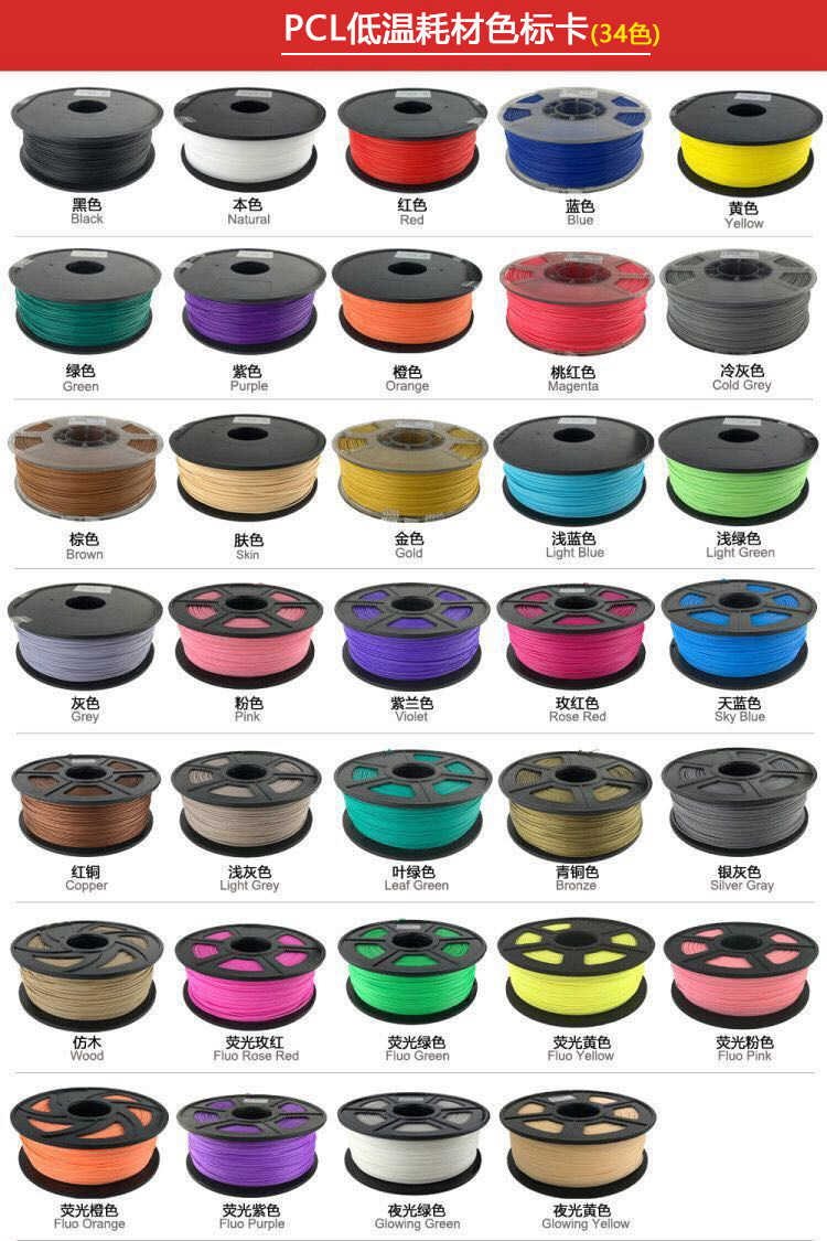 Factory Direct sales 3D printing pen consumables PLC low temperature 3D printing consumables silk 1.75MM children's graffiti pen Special