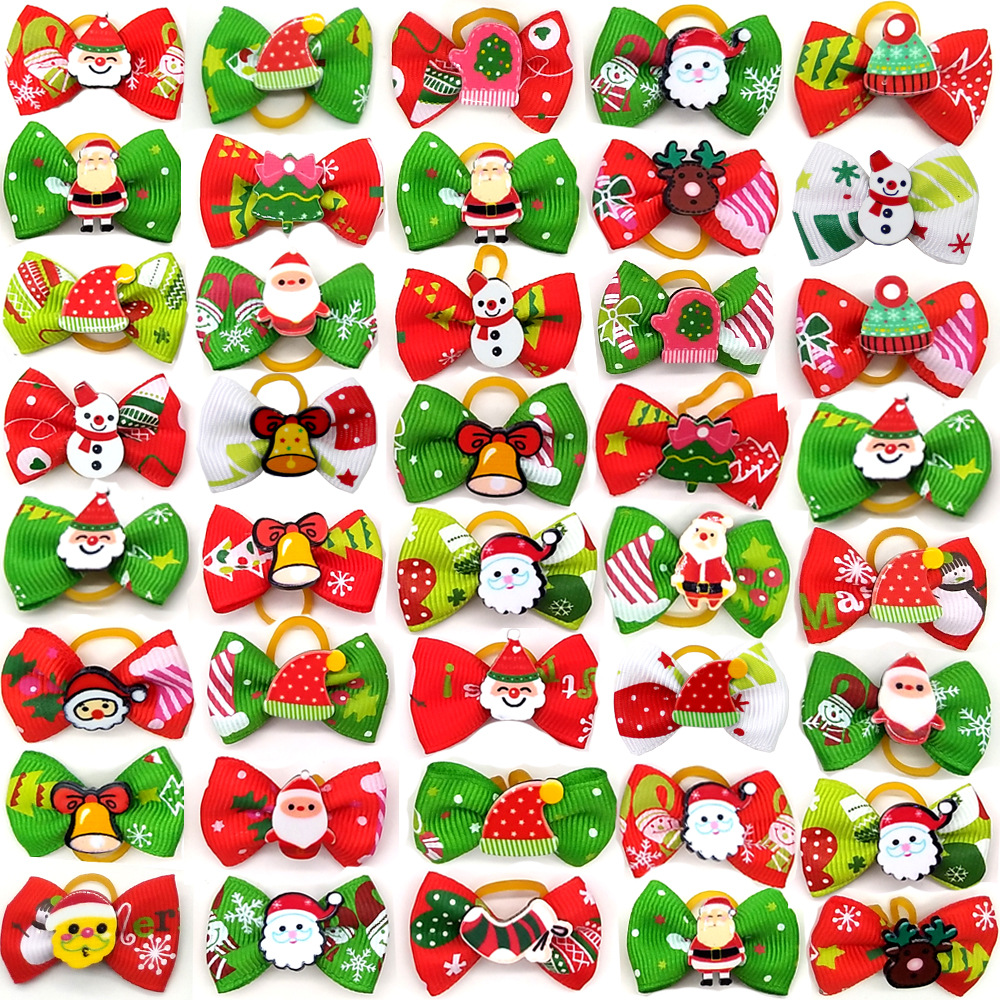 Amazon new Christmas pet head flower rubber band Dog Teddy spot wholesale