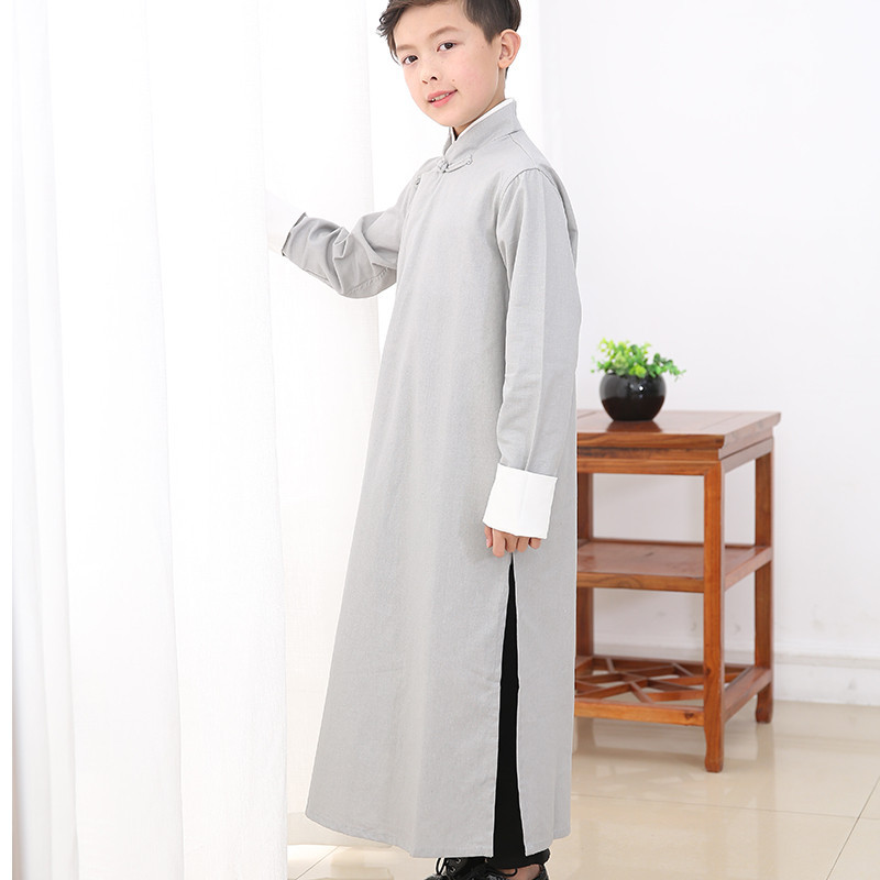Men's and Children's Xiangsheng Suit Big Coat Republic of China Long Shirt Long Robe Retro Clothing Children's Clothing Tang Suit Chinese Style Performance Clothing Hanfu