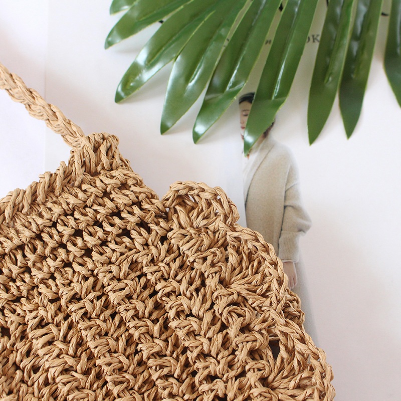 Straw Woven Bag New Shoulder Crossbody Women's Bag Beach Bag Woven Bag Japanese and Korean Simple Artistic Small Fresh Straw Bag Small Bag