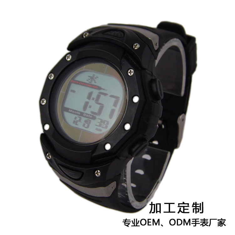 2021 male and female student large dial plastic electronic watch multi-function radio wave movement simple digital display