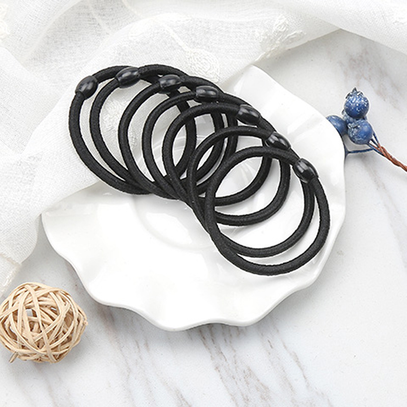 K-Style I Bold Basic Headband Black Simple Rubber Band High Elastic Hair Band Black Bean Hair Rope Hair Accessories 2 Yuan Store Supply
