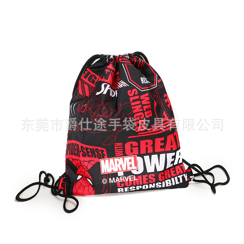 Spider-Man Fitness Polyester Drawstring Pocket Travel Casual Drawstring Backpack Douyin Same Style Drawstring Bag