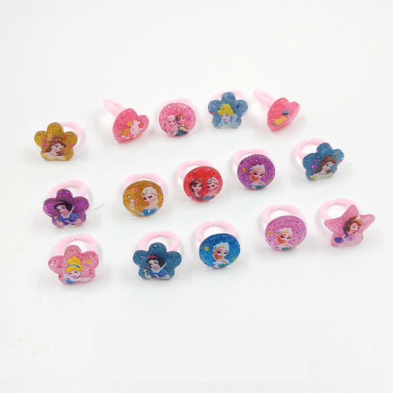Korean gift cartoon character Princess children's ring Sands jewelry color mixed ring spot wholesale