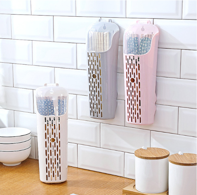 Патентованная бесшовная настенная клетка для палочек с крышкой, пылезащитная труба для палочек, коробка для хранения ложек, стойка для палочек