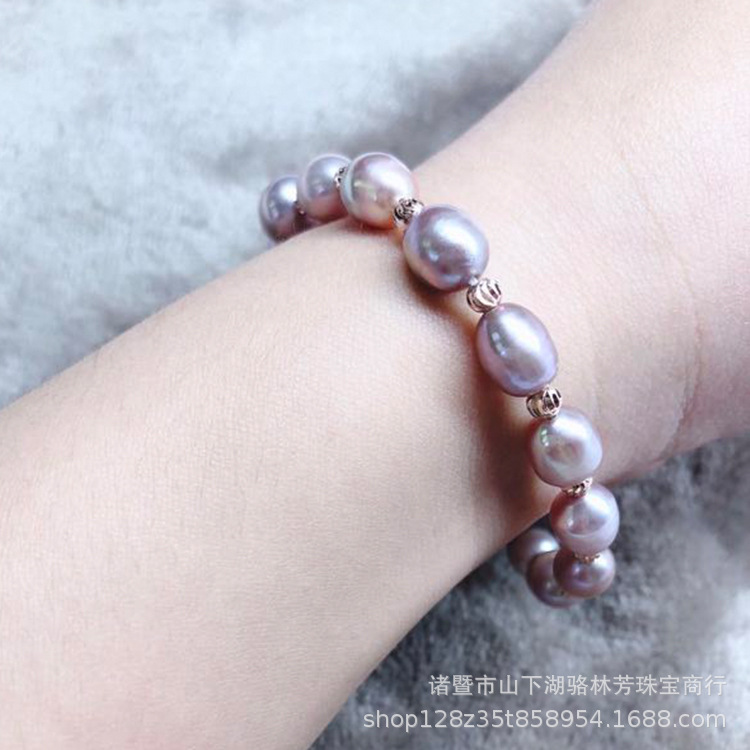 7-8mm Natural Freshwater Pearl Elastic Bead Bracelet Primary Source Korean Running Volume