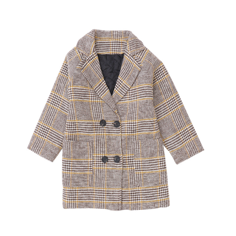 5 girls autumn and winter 6 woolen coat 7 long 8 children Korean suit girls 10 years old with cotton woolen coat