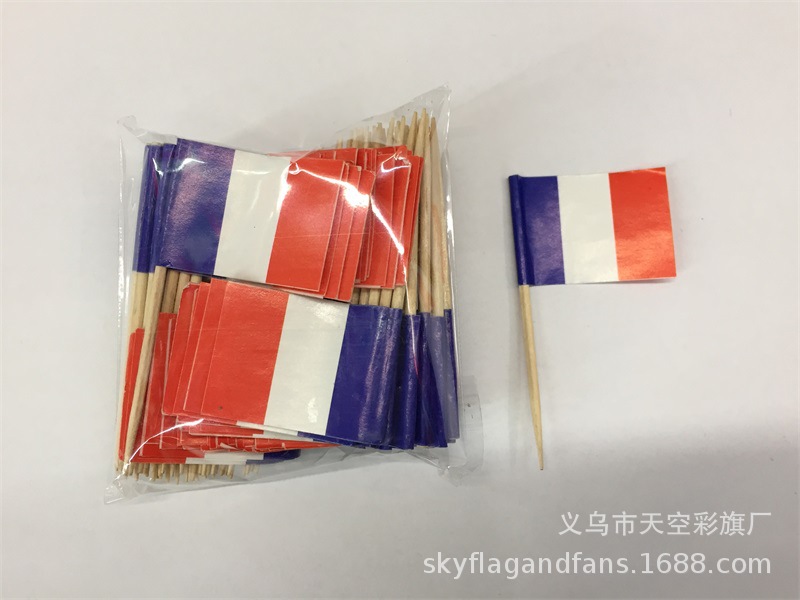 French toothpick flag environmental protection fruit cake Steak Pizza stick toothpick flag in stock custom toothpick flag