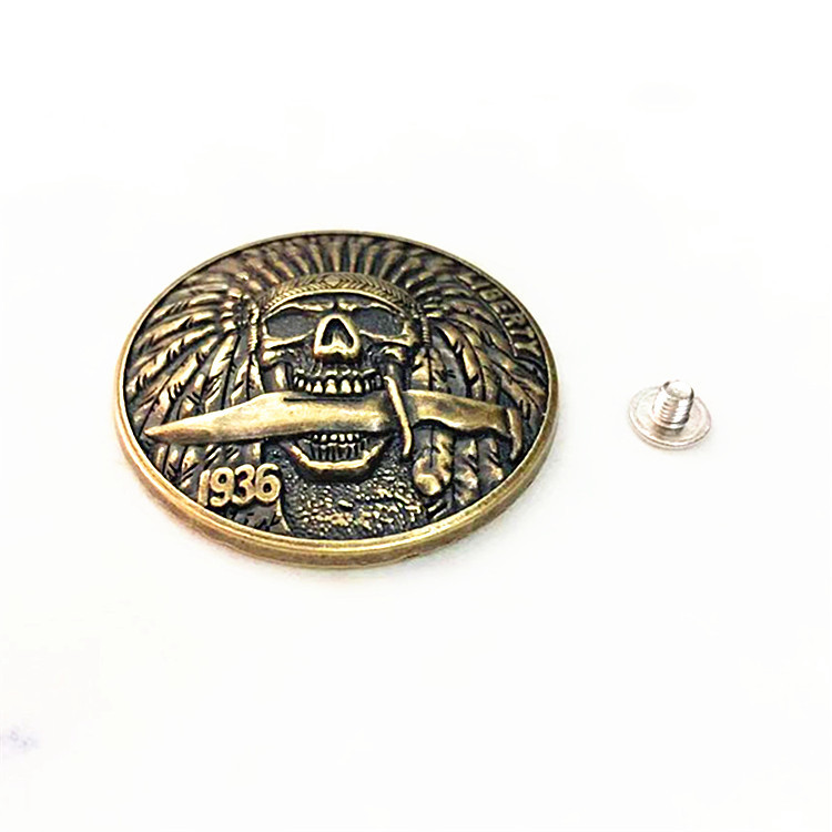 New Embossed American Bone Head Cloth Buckle DIY Handmade Leather Leather Art Decorative Buckle Wallet Keychain Accessories