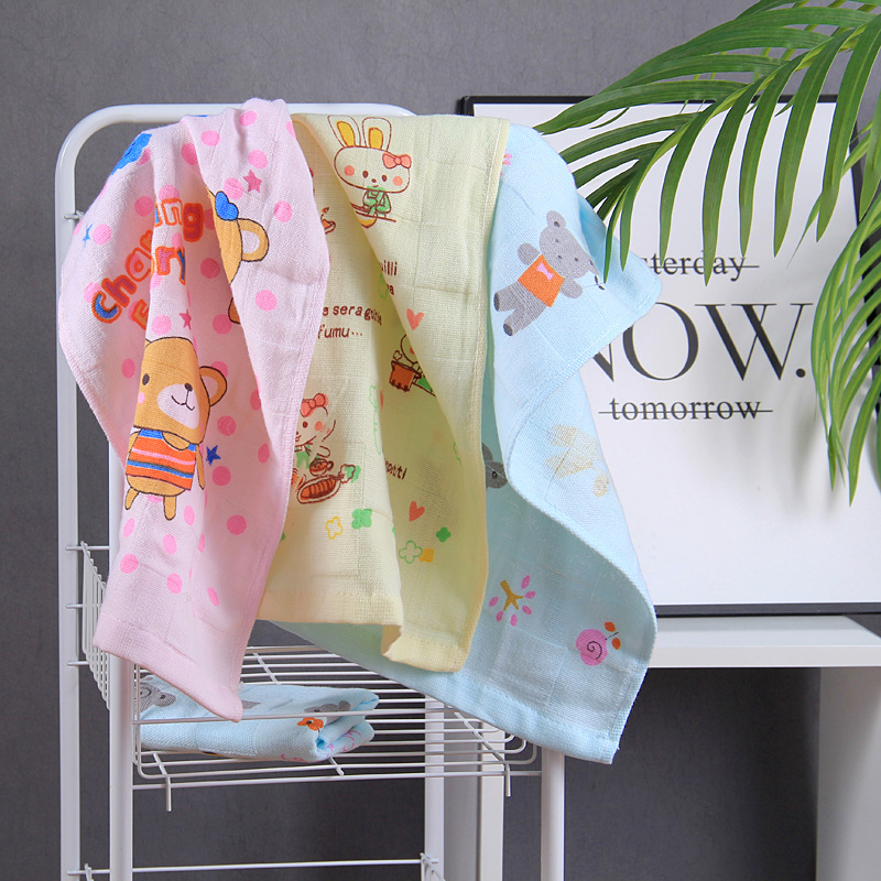 Pure Cotton Small Towel Double-Layer Gauze Children's Towel Kindergarten Children's Face Towel Hand Towel Manufacturer Wholesale Skin-Friendly Baby and Child