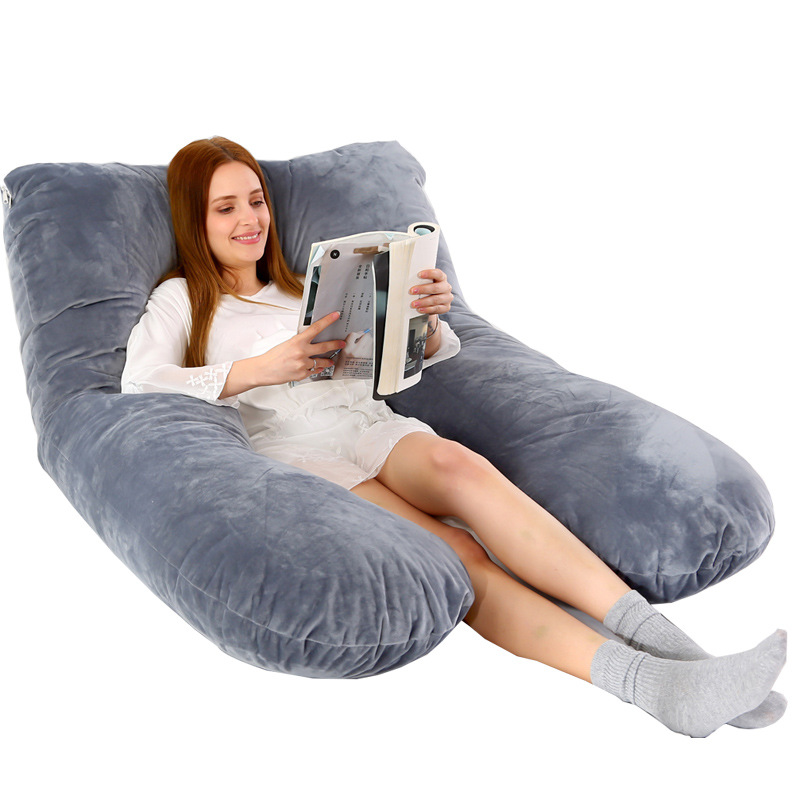 Pregnant women's magic suede color matching cotton nursing pillow core multifunctional pregnant women's U-shaped waist side sleeping pillow 150*80