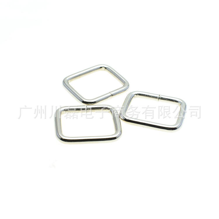 White Lat color 10mm-38mm metal square buckle adjustment buckle open luggage hardware iron coil Lipper buckle