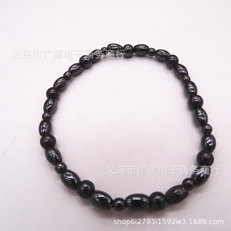 AliExpress foreign trade hot black stone anklet personalized health care rice beads magnet beaded anklet spot wholesale