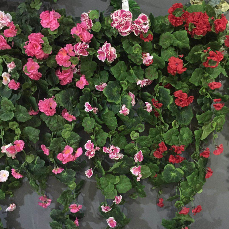 Factory direct supply simulation rattan simulation Begonia flower geranium rattan hanging orchid green plant wall hanging engineering decorative wall wholesale