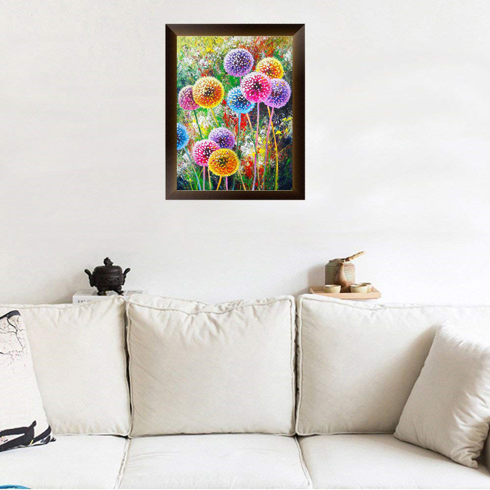 5D Diamond Painting Full of Diamonds Dandelion Cross-Stitch Dot Diamond DIY Embroidery Decorative Painting Ornament Bedroom Study Resin Round Diamond