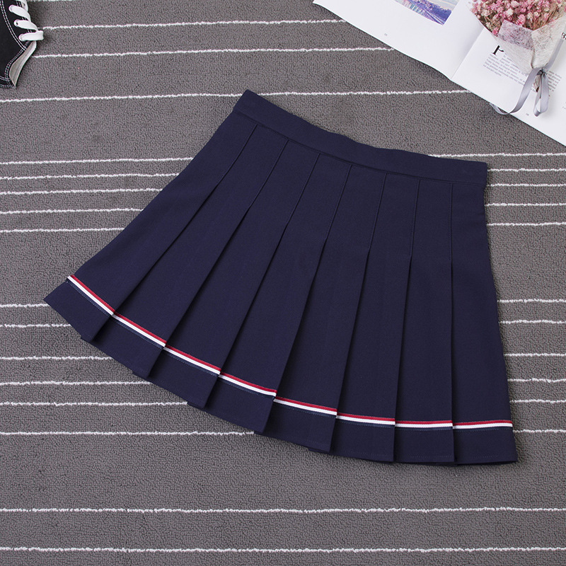 Striped Pleated Skirt 2019 Autumn and Winter New Short Skirt Japanese jk Uniform Girls' Skirt chi Academic Style Sweet Skirt