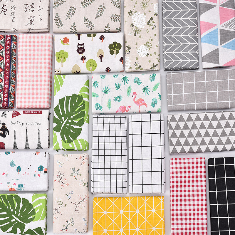 Хлопково-льняная ткань, оптовая занавеска для дивана, льняная фоновая ткань, ткань для подвешивания в стиле ins, клетчатая скатерть, цветочная ткань, распродажа