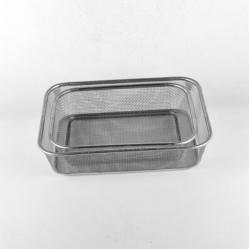 Multi-Purpose Environmentally Friendly Metal Drain Basket Japanese Kitchen Tableware Drain Basket Rectangular Mesh Basket Manufacturer Wholesale