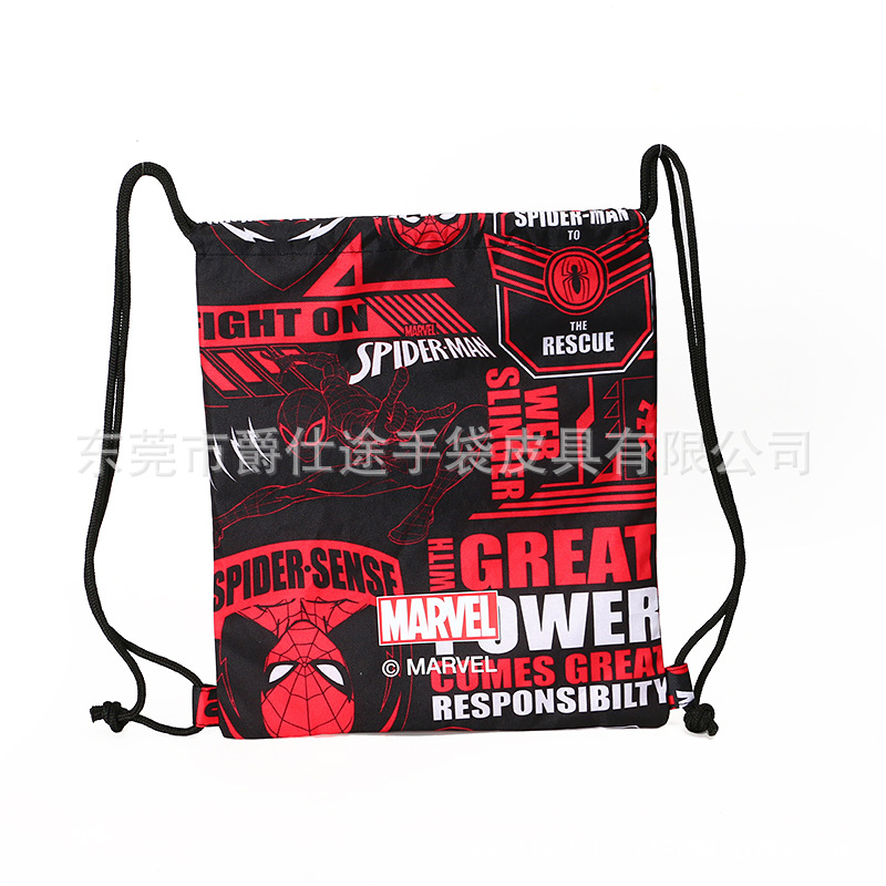 Spider-Man Fitness Polyester Drawstring Pocket Travel Casual Drawstring Backpack Douyin Same Style Drawstring Bag