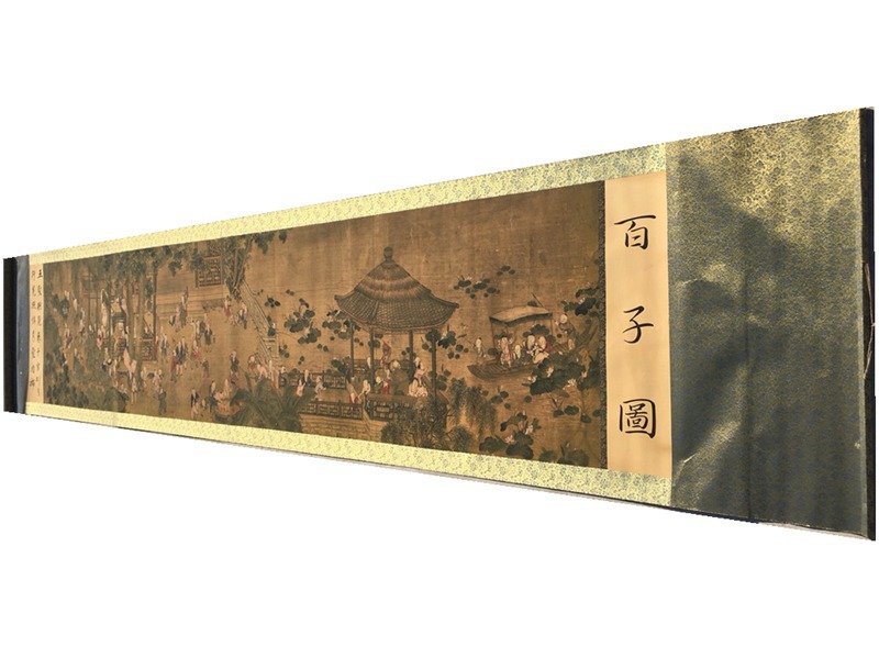 Антикварная оптовая brocade живопись, настенная живопись, длинный свиток, живопись ста детей, настенная живопись для офиса, декор для гостиной