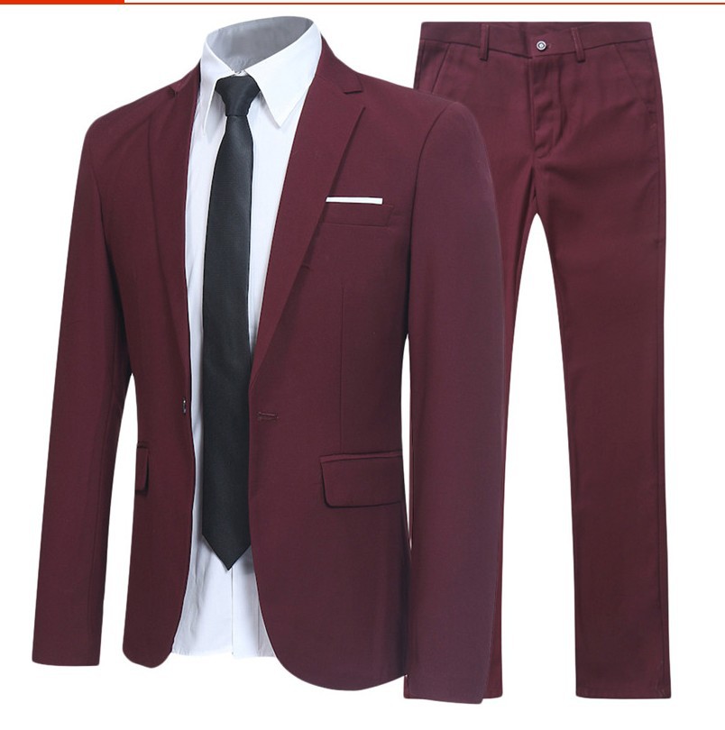 Suit suit men's autumn business wear Korean slim fit business formal wear two-piece suit men's bridegroom wedding dress