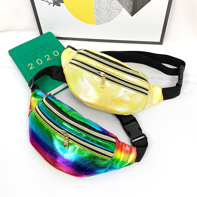 Laser Waist Bag for Women 2023 Summer New Fashion Colorful Crossbody Bag Multi-Compartment Chest Bag for Women Pu Leather Crossbody Bag for Women