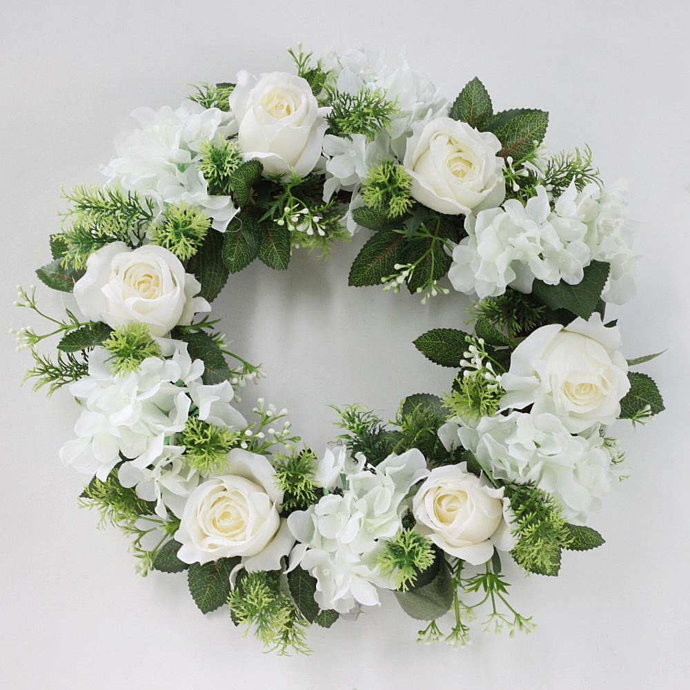 Симулированный цветочный шелковый венок белая роза свадебное украшение для улицы праздник украшение двери