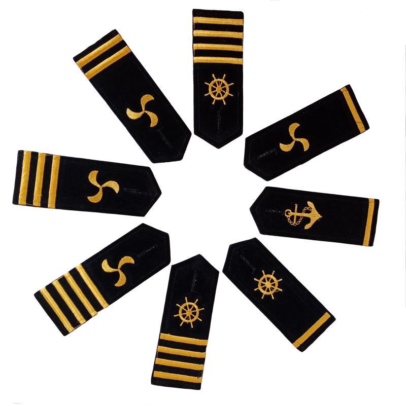 Seafarer's Uniform Accessories Rudder epaulettes Marine Captain's Hard Shoulder Plate Embroidered Stamp Black Flannel Cover epaulettes