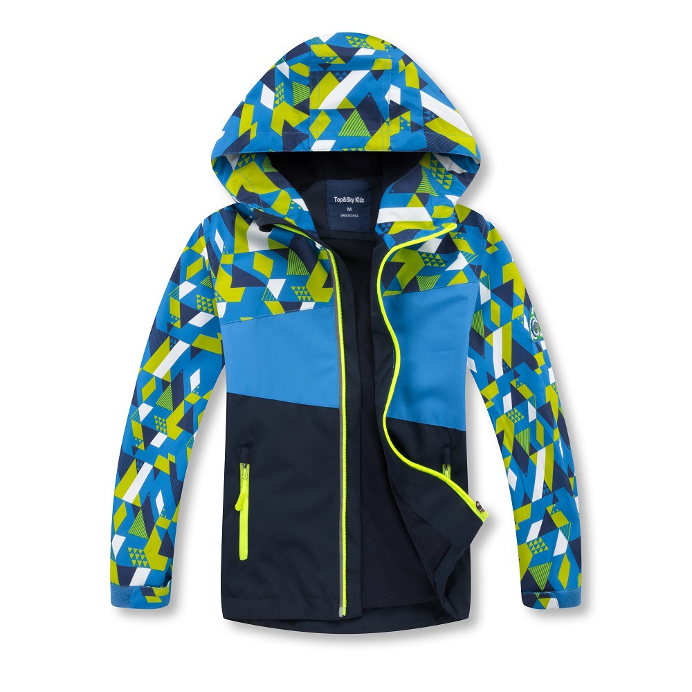 2019 Autumn and Winter New Products for Men and Women, Medium and Large Children, Velvet Outdoor Jackets, Zipper Shirts, Color Block Printed Children's Windbreakers