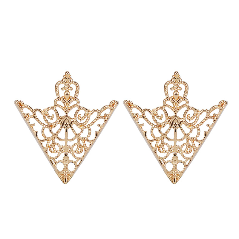 European and American retro court collar buckle collar pin men's suit shirt accessories bronze hollow pattern triangle collar corner buckle