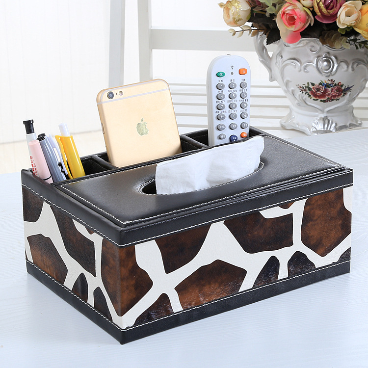 European-style Leather Removable Tissue Box Household Living Room Storage Box Remote Control Multifunctional Tissue Box