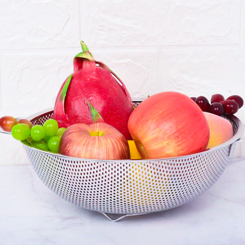 Немагнитная утолщенная нержавеющая сталь, одноушная дренажная корзина, сито для мытья риса, корзина для мытья овощей, корзина для фруктов