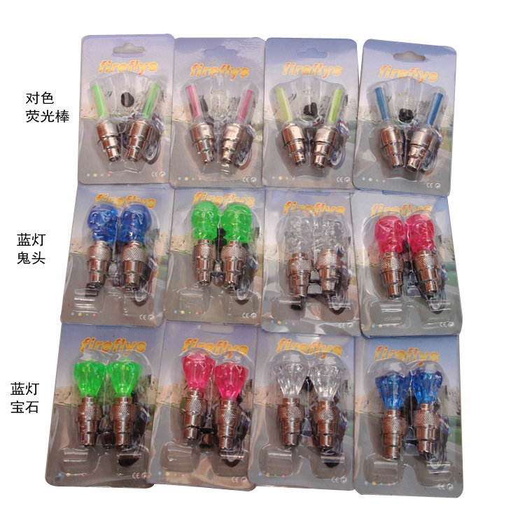 Factory bicycle valve light gem Ghost Head air nozzle light colorful hot wheel riding light riding equipment