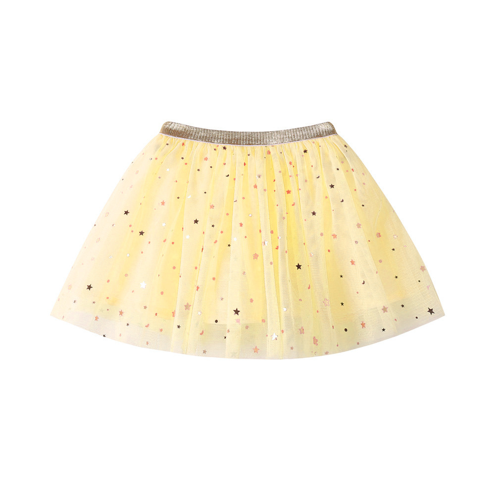 Children's Clothing Spring Summer Autumn Girls' Pouce Skirt Flash Star Children's Vessel Skirt Princess Half-length Mesh Skirt Beaded Powder
