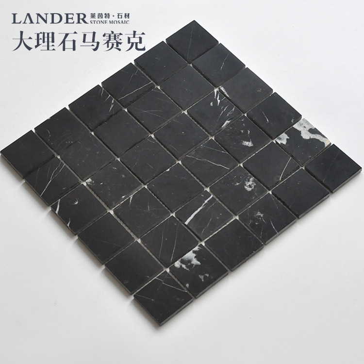 Оптовая продажа черно-белой мозаики из корневого камня, натуральный мрамор, нескользящая, водонепроницаемая плитка для душа, стены и пол