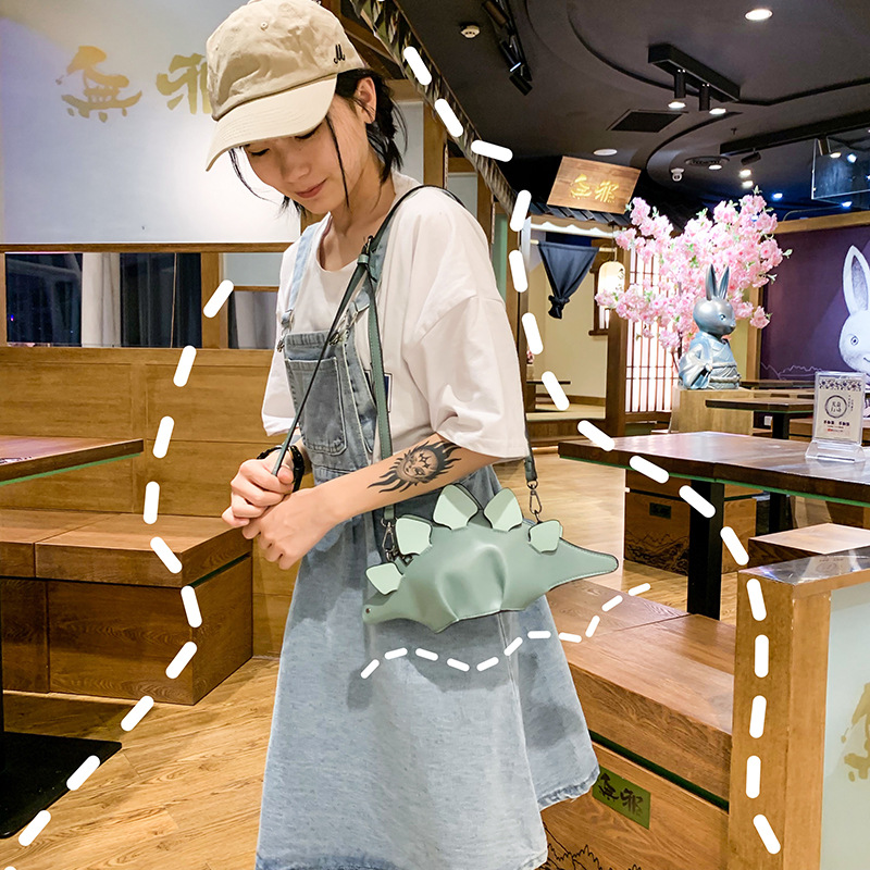 European and American Fashion Cartoon Creative Dinosaur Animal Crossbody Bag Fashion Contrast Color Cute Women's Shoulder Bag Cute Animal Bag