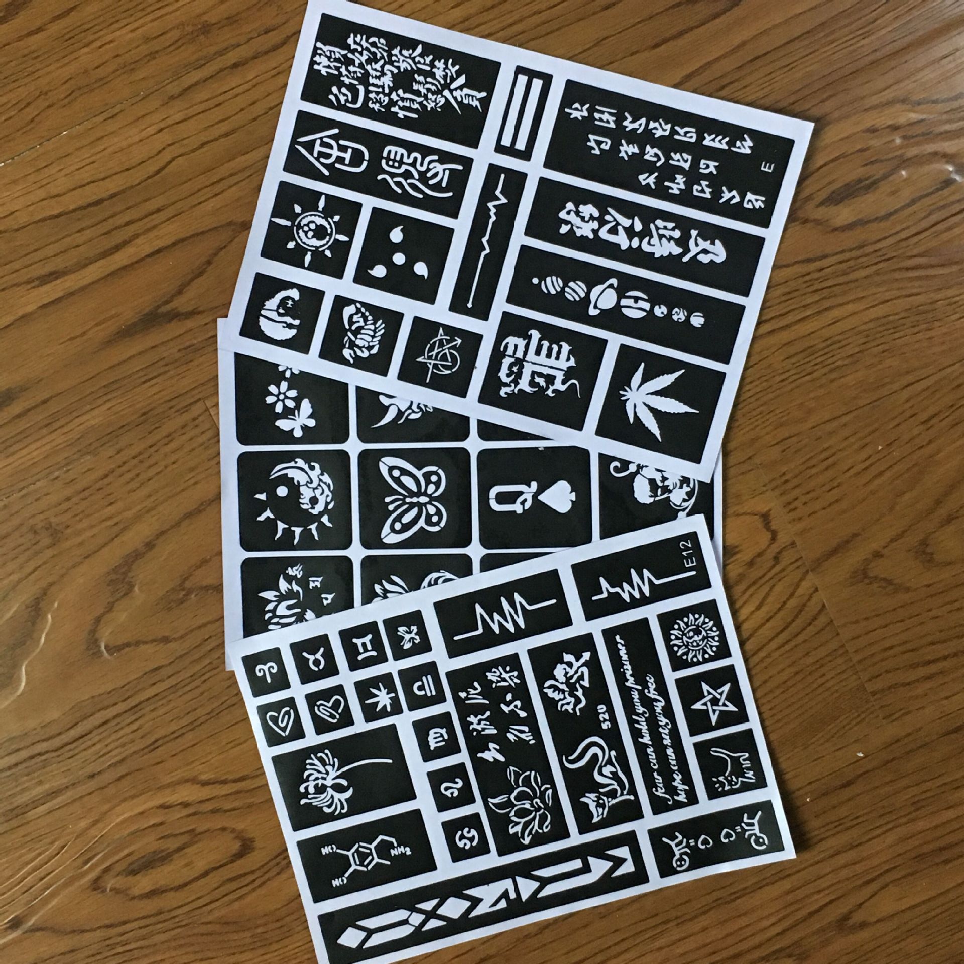 Factory Direct supply body painting hollow tattoo template inkjet tattoo template tattoo tattoo template Hina