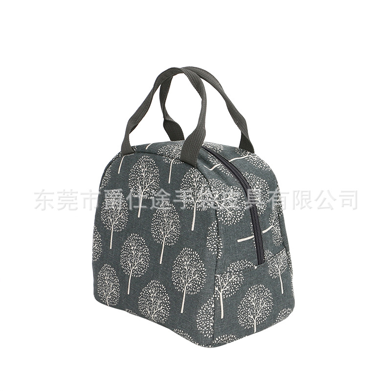 Korean Style Simple and Troublesome Insulated Bag, White Dandelion Linen Lunch Bag, Trendyy and Fashionable Hand Lunch Bag