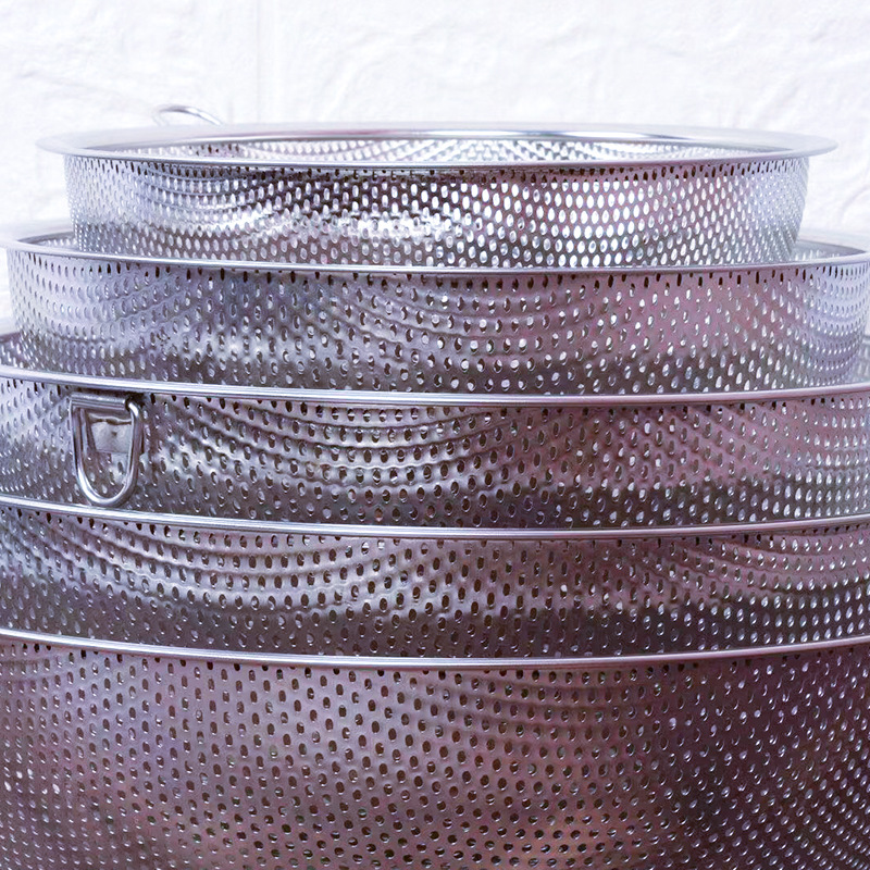 Non-magnetic Thickeneded Stainless Steel Punching Single-ear Drain Basket Rice Washing Sieve Rice Washing Basket Vegetable Washing Fruit Basket