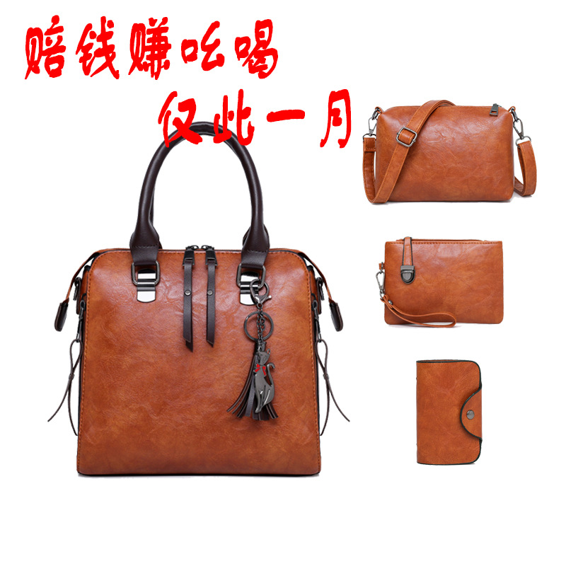 набор сумок Европейская Мода Изысканная Сумка с Кисточками Женская Ручная Одно плечо Сумка через плечо Четырехпредметный набор